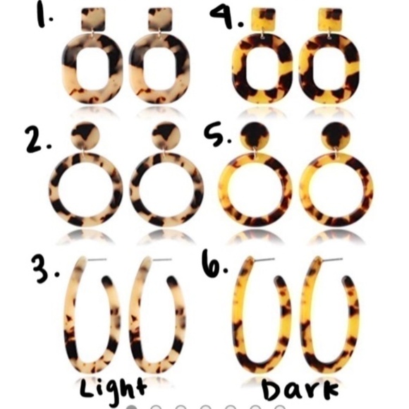 SALE💚 any 3 for $18 💚 Tortoise Hoop Drop Resin Acrylic Earrings - Picture 2 of 7